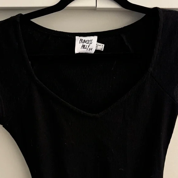 Princess Polly Black Ribbed Bodysuit short sleeve - Picture 6 of 7